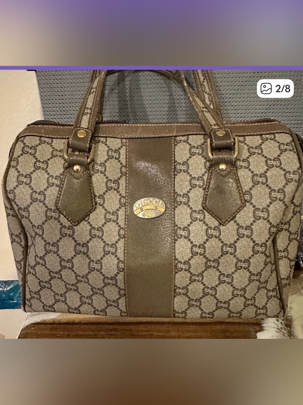Gucci Plus vintage Boston Monogram Satchel authentication certificate included